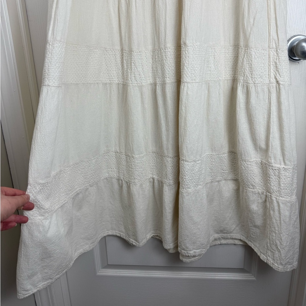 Vintage Dunes Textured Cotton Tiered Maxi Dress Size Medium Cream White - Picture 5 of 8